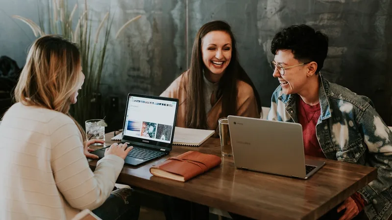 Students and Professionals Writing Emails, Articles, and Documents Concept