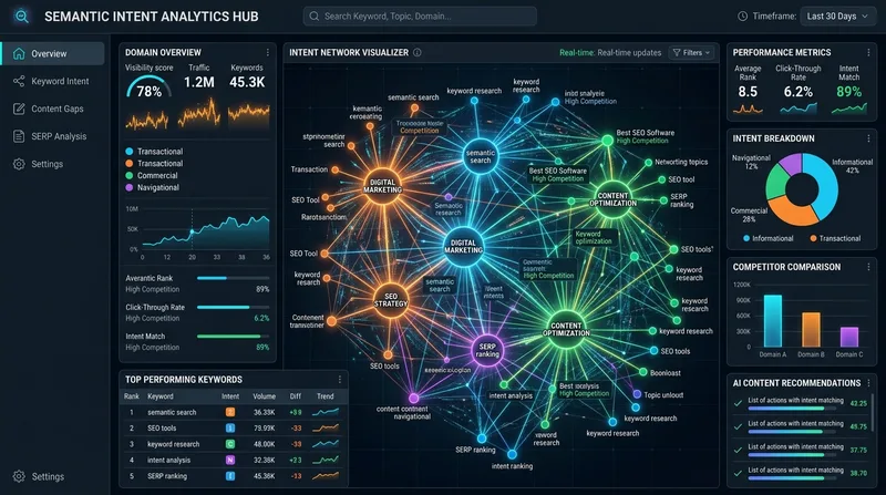 Semantic Search Intent Analysis and AI Keyword Optimization Visualizer