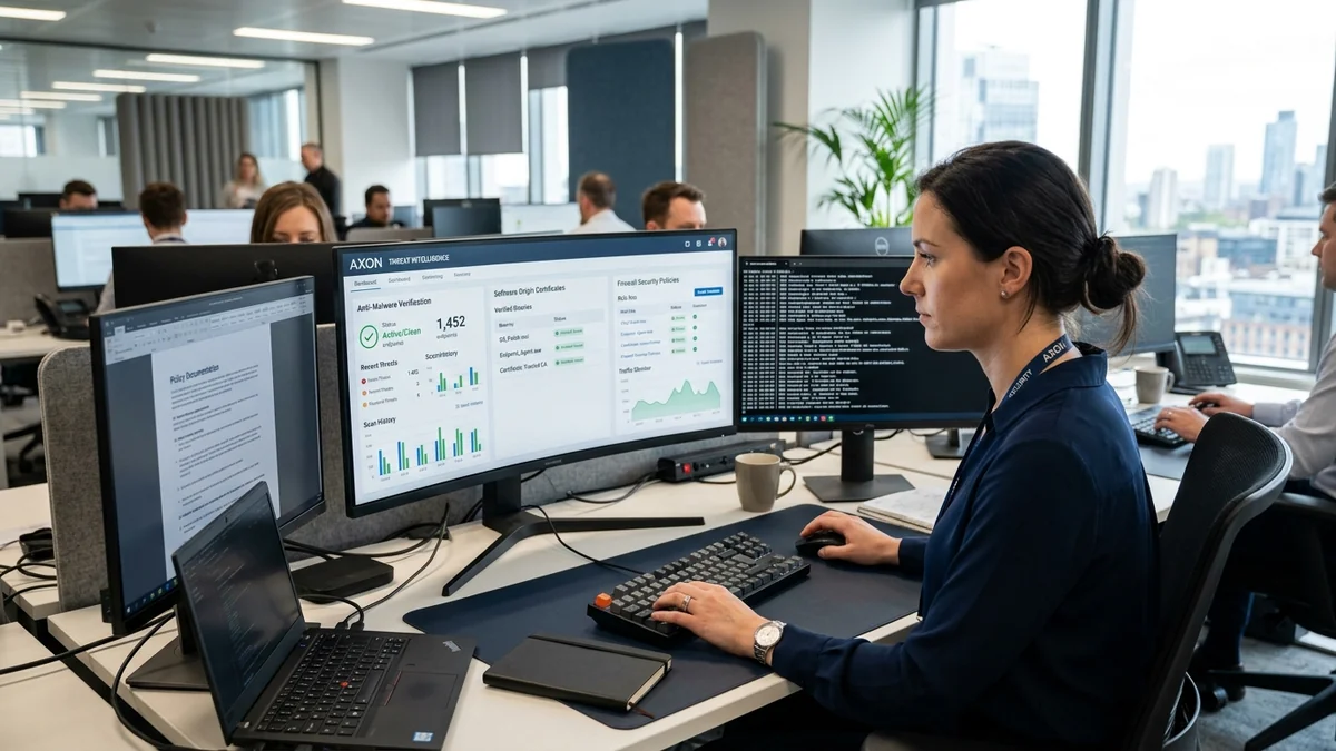 Cybersecurity Analyst Auditing Anti-Malware Threat Intelligence and Software Certificates